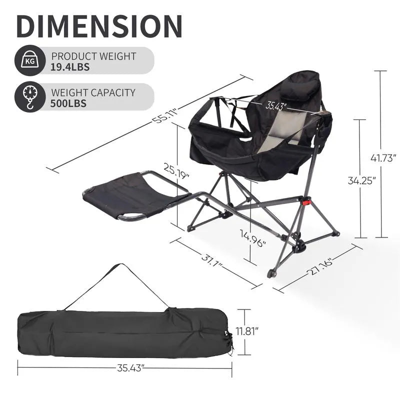 450lbs Heavy-Duty Hammock Camping Chair with Pedal – Portable Swing Seat for Outdoors