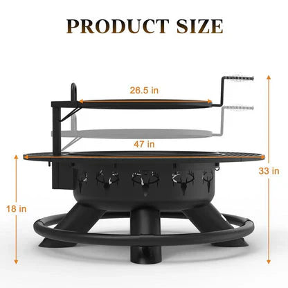 Convertible Fire Pit & Grill - Detachable Cooking Grate for Camping & Backyard BBQs